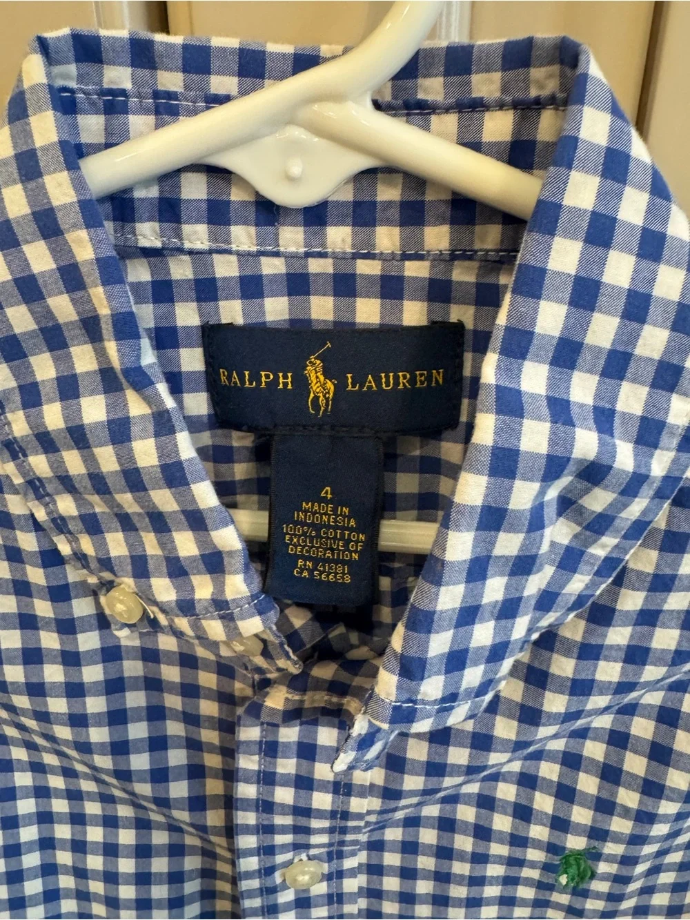 Ralph Lauren Blue and White Gingham Button-Down Shirt